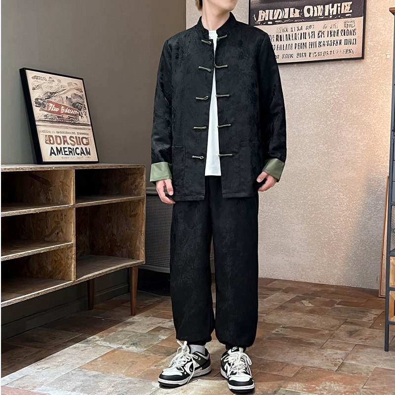 2025秋冬风男装唐装提花套装中式两件套大码C229-TZ362-P160,男装休闲套装,电商C229