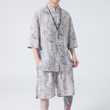 2024春夏风男装中式冰丝唐装汉服套装两件套C229-TZ361-P100，男装休闲套装，电商C229