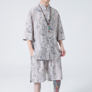 2024春夏风男装中式冰丝唐装汉服套装两件套C229-TZ361-P100图片