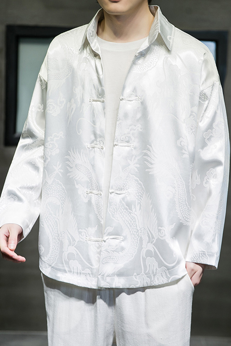 2023春夏新款风男装盘扣长袖衬衫冰丝唐装汉服C229/Y650/P60,男装衬衫,电商C229