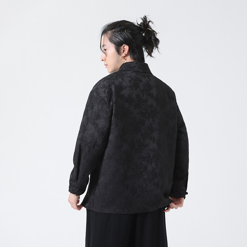2024春夏风男装中式提花唐装汉服长袖衬衫衬衣C229-Y1012-P80,男装衬衫,电商C229