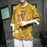 2024夏季风男装复古中式唐装汉服短袖T恤大码C229/T175/P50，男装T恤，电商C229
