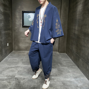 2024风男装棉麻亚麻刺绣唐装汉服套装两件套C229/TZ871/P100图片