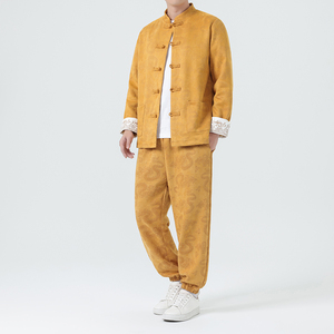 2024秋冬风男装鹿皮绒外套唐装套装两件套C229-TZ365-P160图片