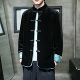 2023秋冬风男装丽丝绒撞色中式唐装汉服外套C229/Y709/P75，男装夹克，电商C229