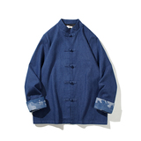 2024秋冬风男装牛仔外套盘扣唐装汉服夹克上衣C229/Y726/P90，男装风衣，电商C229