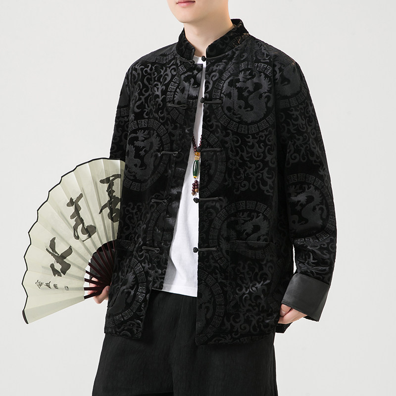 2024秋冬风男装丽丝绒中式唐装汉服夹克外套C229/Y789/P105图片