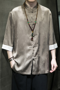 2024春夏风男装冰丝唐装汉服五分袖短袖衬衫男C229/Y678/P60图片