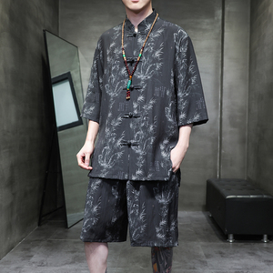 2024春夏风男装复古中式唐装汉服套装两件套C229-TZ361-P100图片