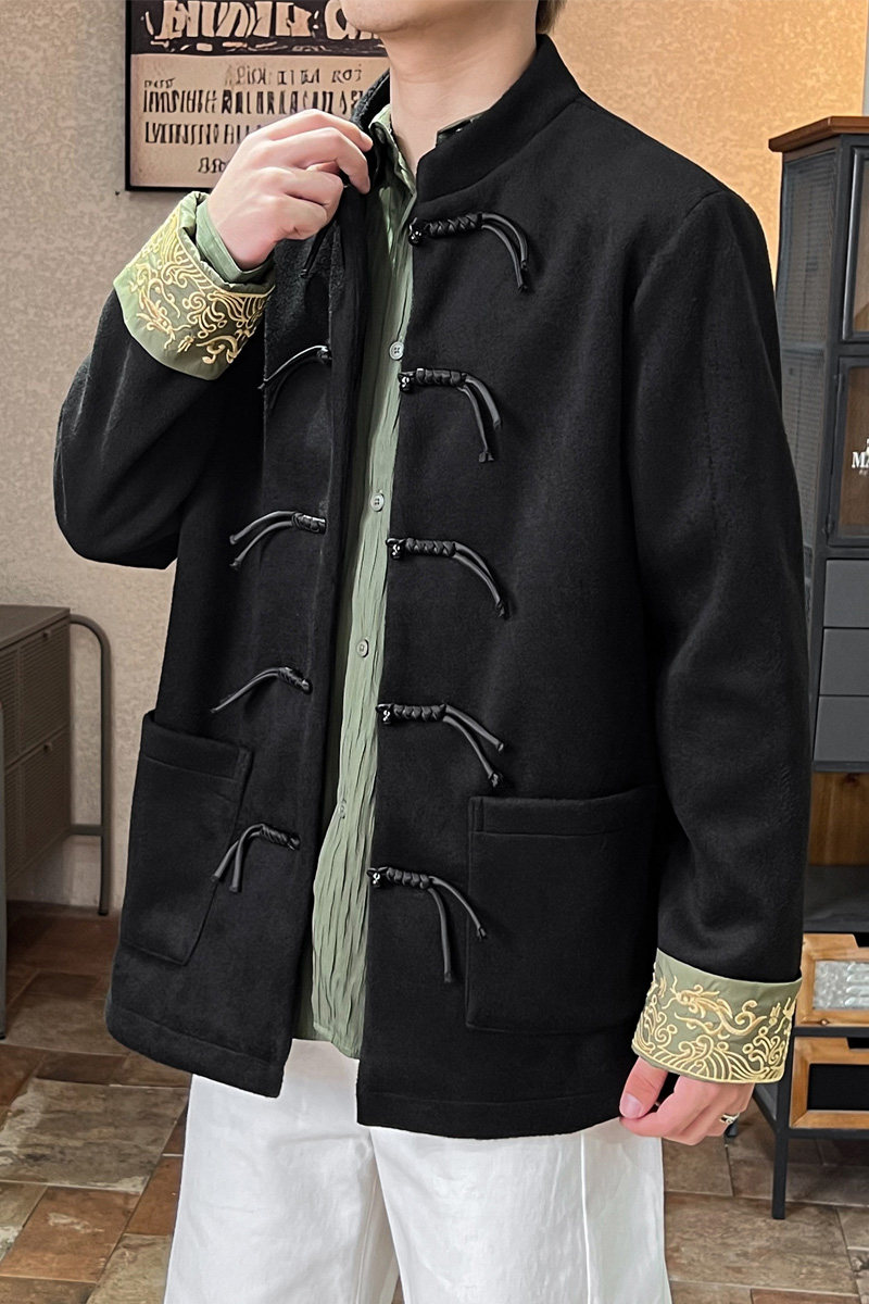 2025秋冬风男装毛呢唐装汉服夹克外套大码C229-Y1130-P130,男装夹克,电商C229