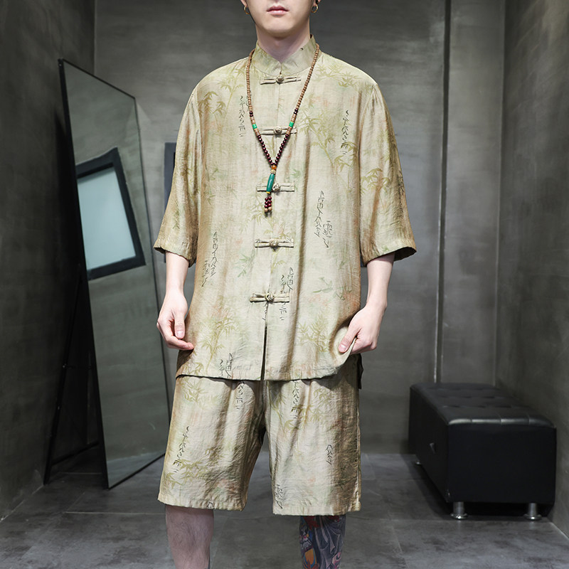 2024春夏风男装盘扣中式唐装汉服套装两件套C229-TZ360-P100图片