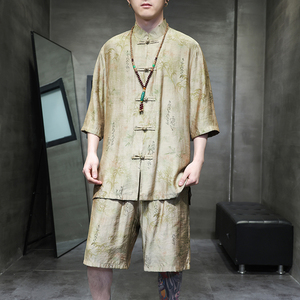 2024春夏风男装盘扣中式唐装汉服套装两件套C229-TZ360-P100图片