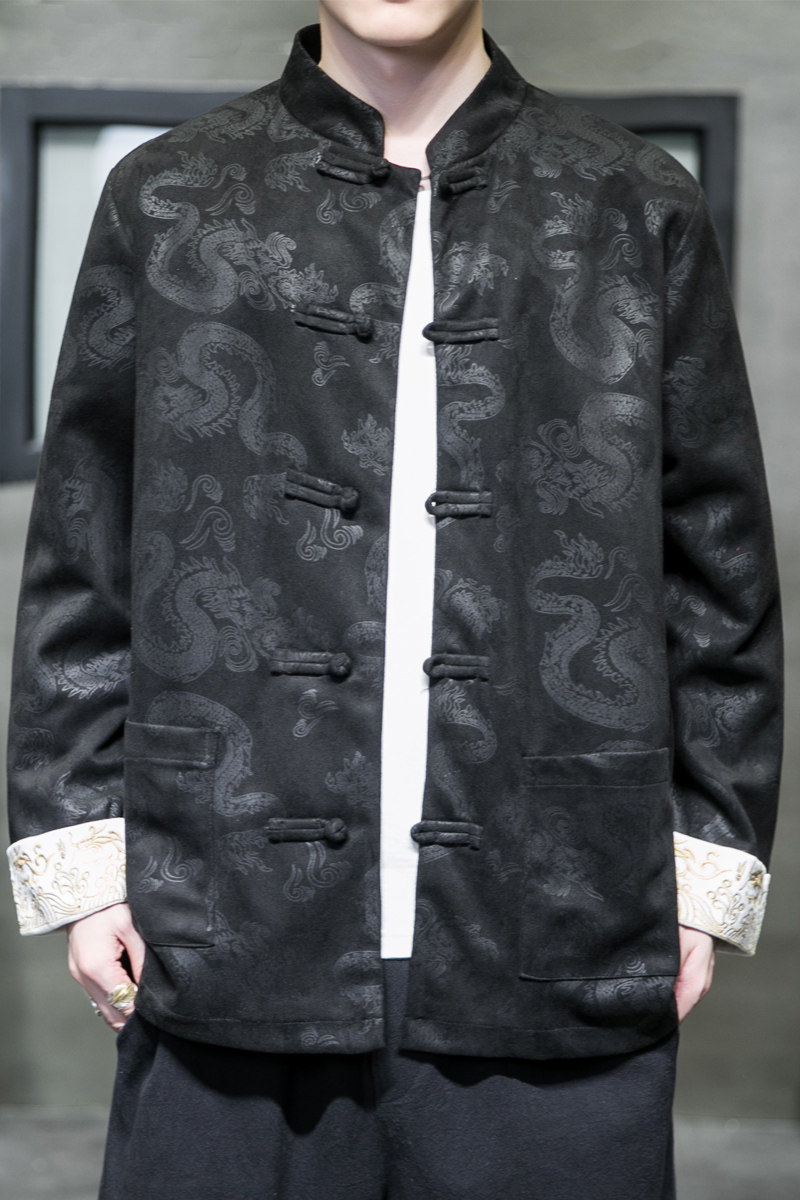 2023风男装鹿皮绒夹克刺绣唐装汉服夹克外套C229/Y718/P105,男装夹克,电商C229