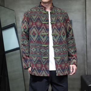 2025秋冬风男装毛呢唐装汉服夹克外套大码C229-Y1119-P125图片