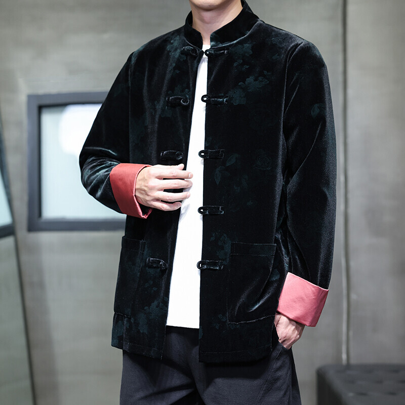 2025秋冬风男装丽丝绒唐装汉服夹克外套大码C229-Y1115-P120,男装夹克,电商C229