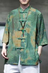 2024夏风男装冰丝唐装汉服短袖五分袖衬衫衬衣C229-Y1004-P70图片