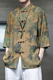 2024夏风男装冰丝印花唐装汉服短袖五分袖衬衫C229-Y1005-P68，男装衬衫，电商C229