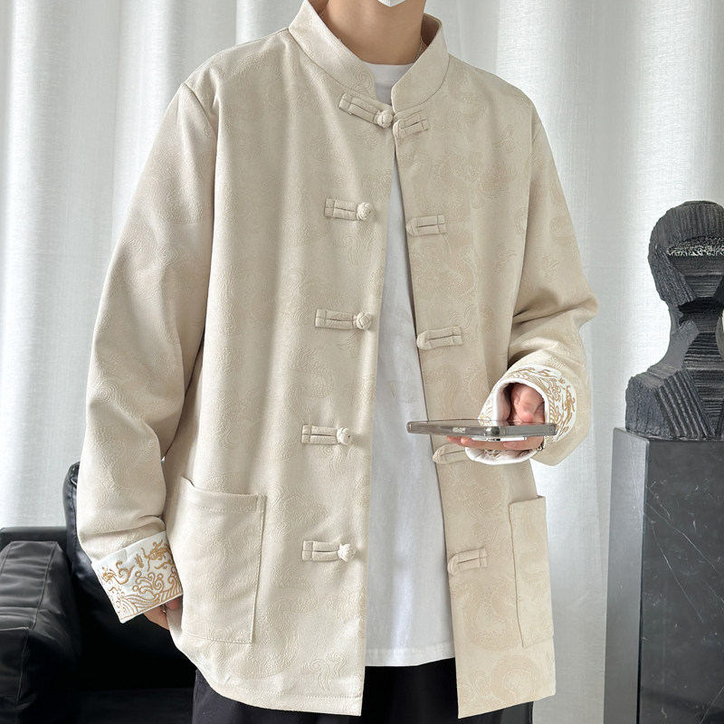 2024春夏风男装鹿皮绒提花唐装汉服夹克外套C229/Y718/P105,男装夹克,电商C229