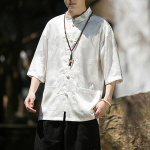 2024春夏风男装冰丝唐装汉服短袖五分袖衬衫C229/Y620/P50图片