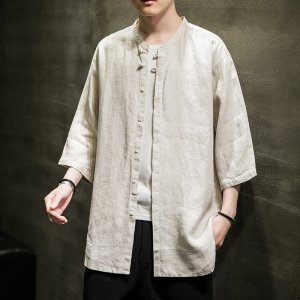2024夏季风男装棉麻亚麻唐装汉服五分短袖衬衫C229/Y602/P55图片
