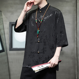 2024夏风男装中式唐装汉服短袖五分袖衬衫衬衣C229-Y905-P70，男装衬衫，电商C229