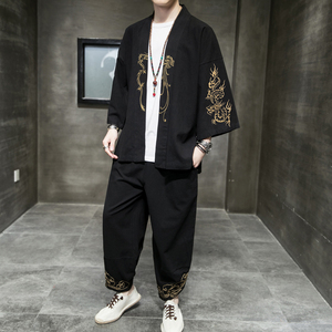 2023风男装棉麻亚麻刺绣唐装汉服套装两件套C229/TZ871/P100图片