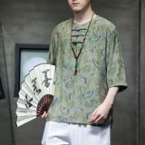 2024春夏风男装盘扣中式唐装汉服短袖五分袖T恤C229-T214-P60，男装T恤，电商C229
