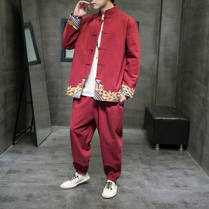 2024春夏新款复古中式唐装棉麻汉服套装两件套C229/TZ331/P110图片