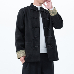 2025秋冬风男装毛呢唐装汉服夹克外套大码C229-Y1130-P130图片