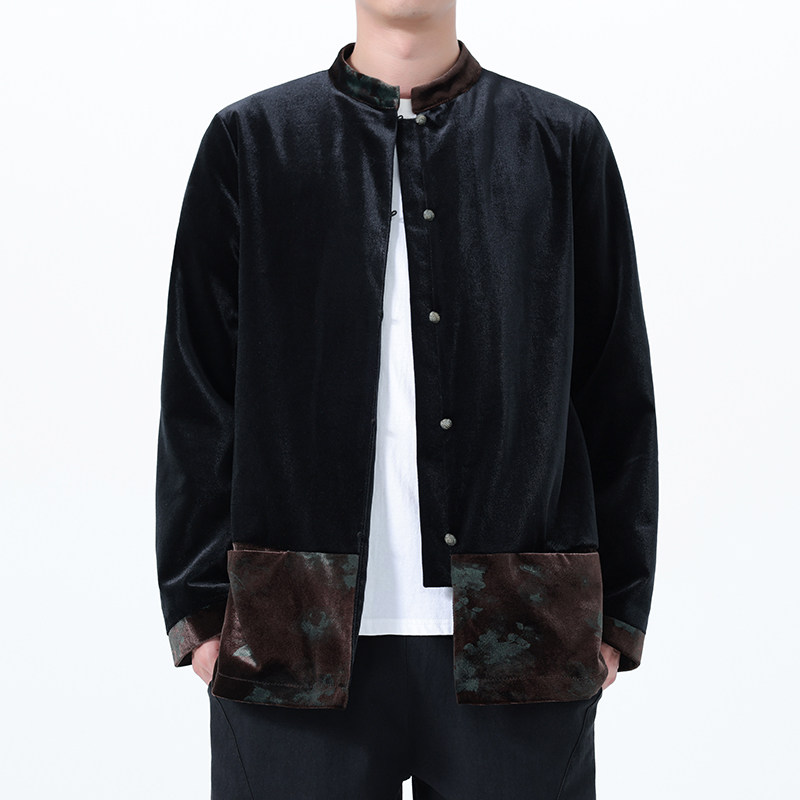 2025秋冬风男装丽丝绒唐装汉服夹克外大码C229-Y1124-P120,男装夹克,电商C229