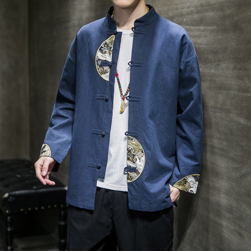 2024春夏风男装拼接撞色唐装汉服夹克外套大码C229/Y60/P80,男装夹克,电商C229