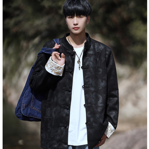 2024秋冬风男装鹿皮绒中式唐装汉服夹克外套C229/Y718/P105,胡巴搭配男装图片