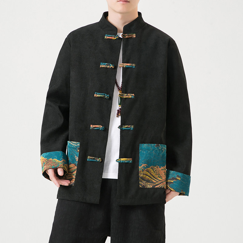 2024秋风男装灯芯绒复古中式唐装汉服夹克外套C229/Y766/P95图片