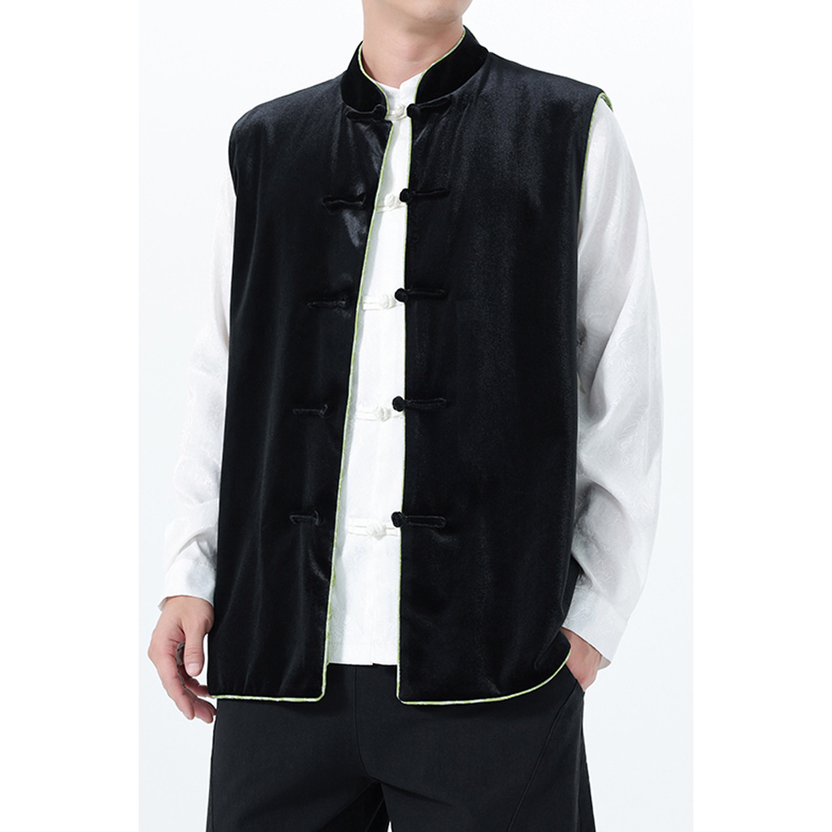 2025秋冬风男装丽丝绒唐装汉服马甲外套大码C229-Y1114-P110,男装背心/马甲,电商C229
