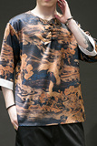 2024夏季风男装冰丝唐装汉服短袖五分袖T恤男C229/T191/P55，男装T恤，电商C229