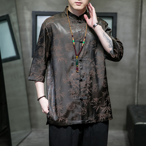 2024夏风男装提花唐装汉服短袖五分袖衬衫衬衣C229/Y941/P65