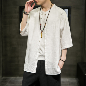 2025夏季风男装棉麻亚麻唐装汉服短袖衬衫衬衣C229-Y602-P55图片