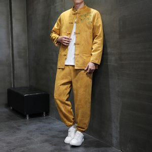 2025秋冬风男装中式鹿皮绒套装两件套大码C229-TZ364-P160图片