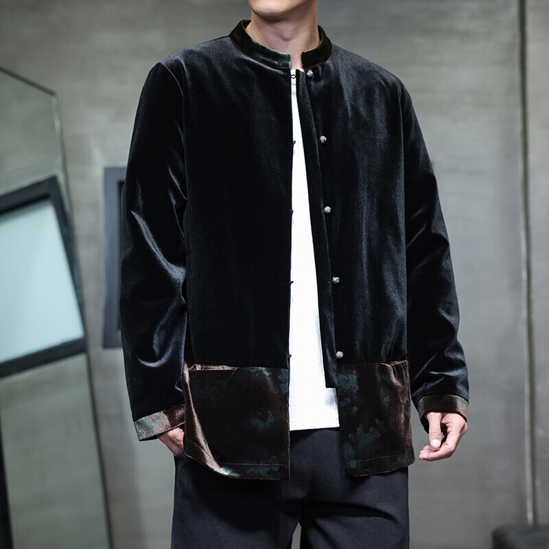 2025秋冬风男装丽丝绒唐装汉服夹克外套大码C229-Y1124-P120,男装夹克,电商C229