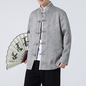 2024春夏风男装提花暗纹盘扣唐装汉服夹克外套C229-Y992-P100图片