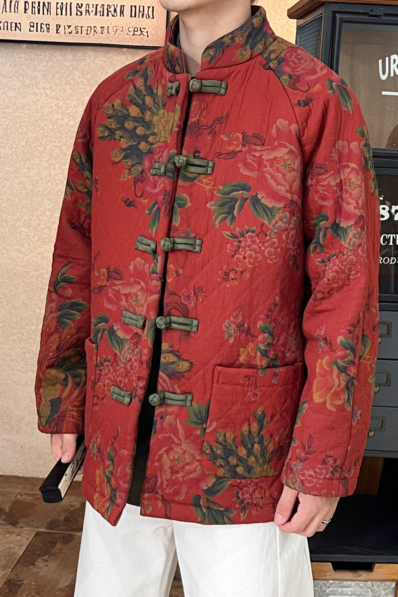 2025秋冬风男装印花中式棉衣棉袄外套大码C229-Y1126-P160,男装棉衣,电商C229