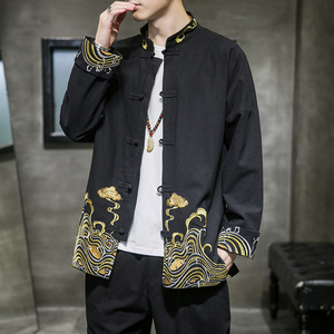 2024春夏风男装棉麻亚麻刺绣唐装汉服夹克外套C229/Y63/P80图片