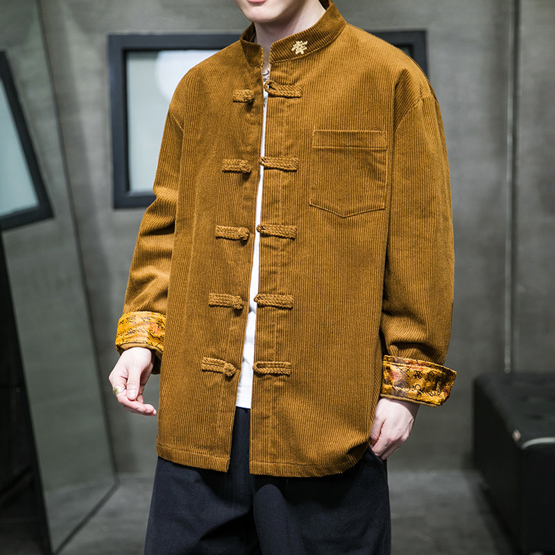 2024夏季风男装灯芯绒复古中式唐装汉服外套C229/Y713/P80图片