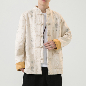 2024秋冬风男装鹿皮绒复古唐装汉服外套夹克C229/Y763/P105图片