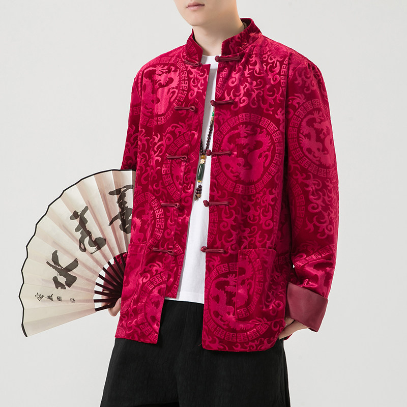 2024秋冬风男装丽丝绒中式唐装汉服夹克外套C229/Y789/P105,男装夹克,电商C229