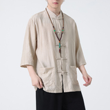 2024夏风男装冰丝唐装汉服短袖五分袖衬衫衬衣C229-Y902-P65，男装衬衫，电商C229