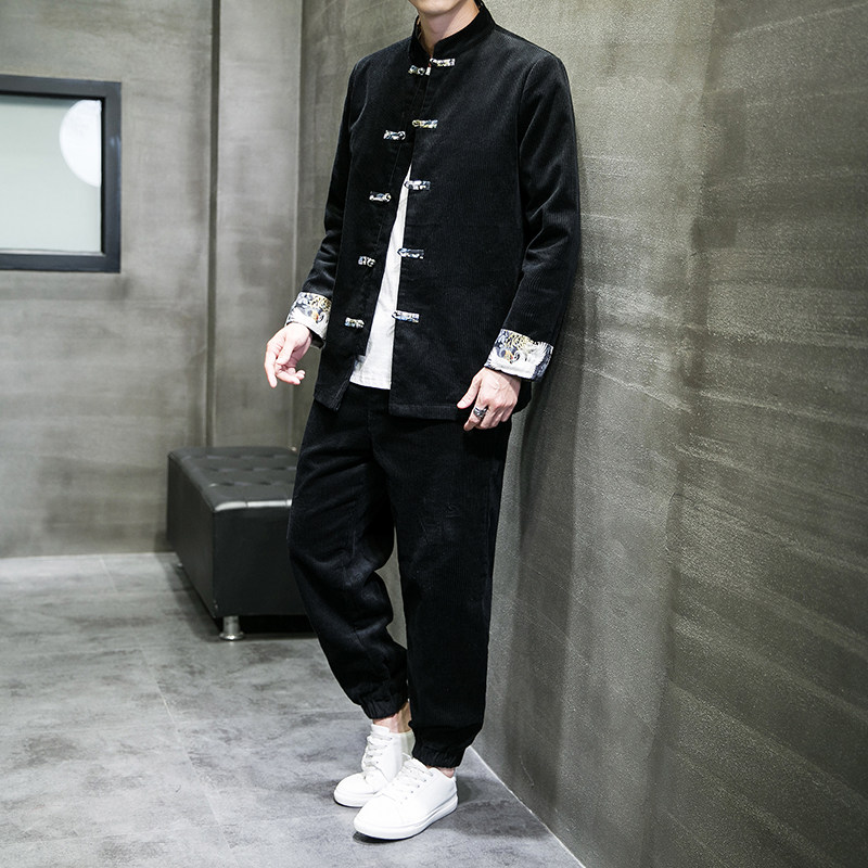 2024春风男装灯芯绒中式唐装汉服套装两件套C229/TZ338/P115图片