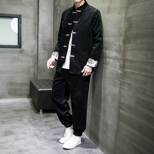 2024春风男装灯芯绒中式唐装汉服套装两件套C229/TZ338/P115图片