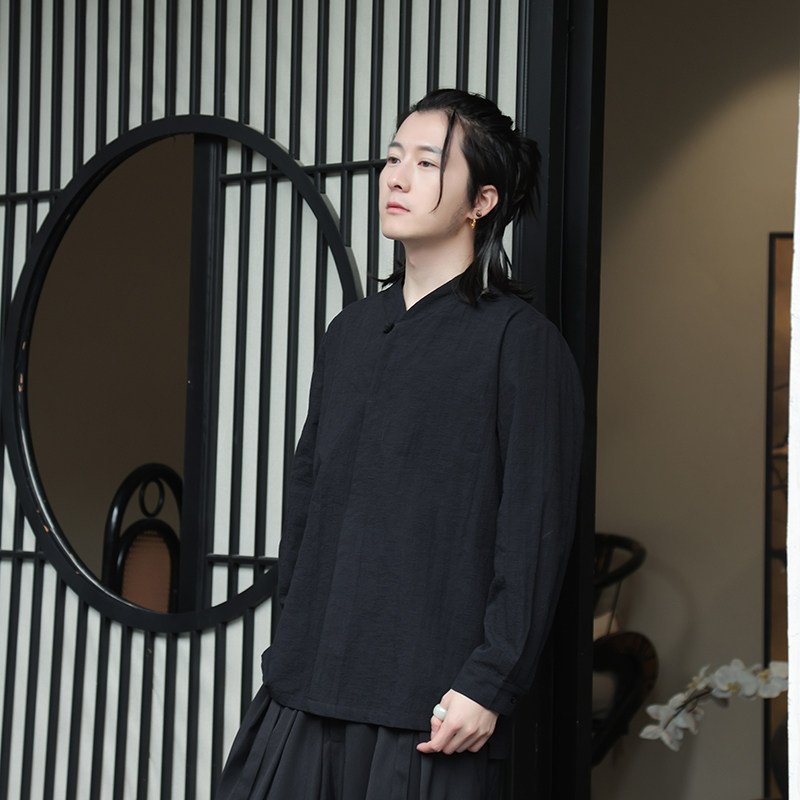2024春夏风男装棉麻亚麻唐装汉服长袖衬衫衬衣C229-Y1007-P70,男装衬衫,电商C229