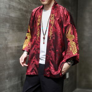 2023春夏风男装冰丝唐装汉服刺绣外套披风大码C229/F405/P60图片